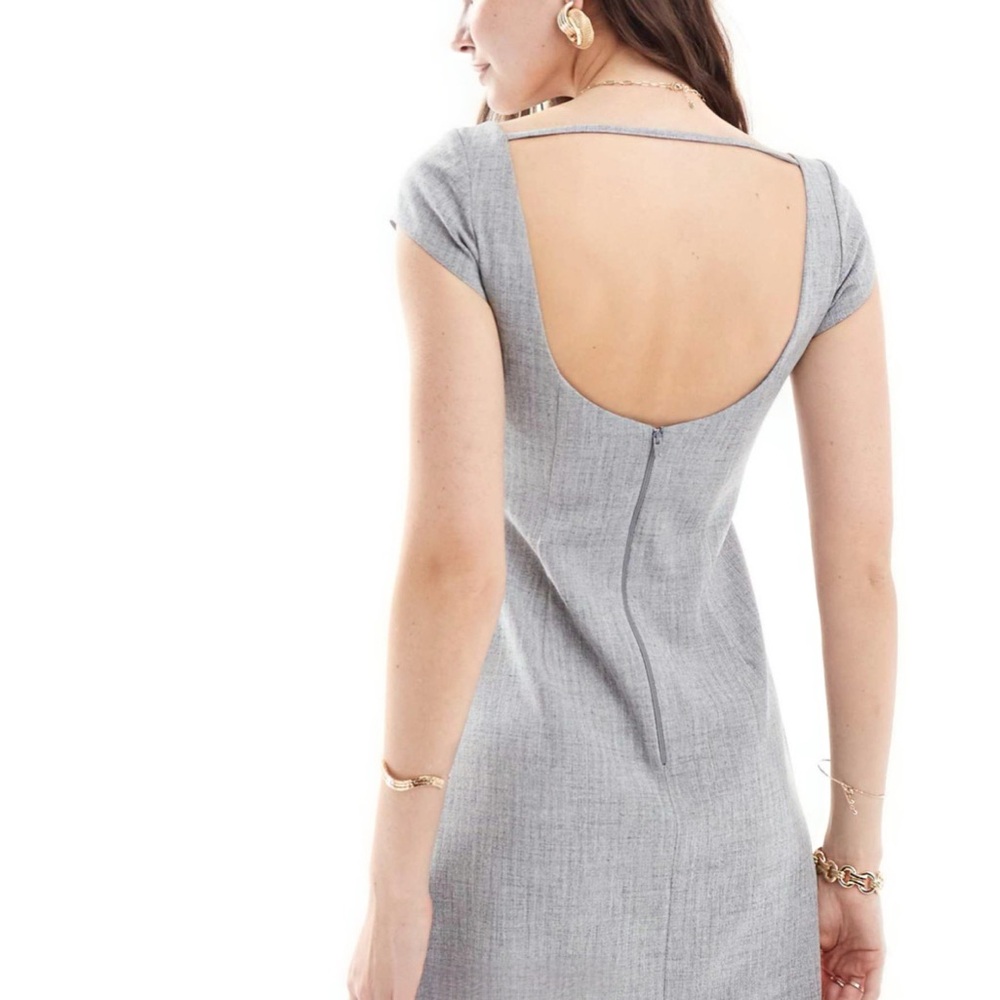 Elegant Gray Cap Sleeve Dress